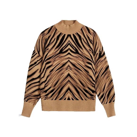 Ted Baker Tiger Striped Turtleneck Sweater - Picture 2 of 12